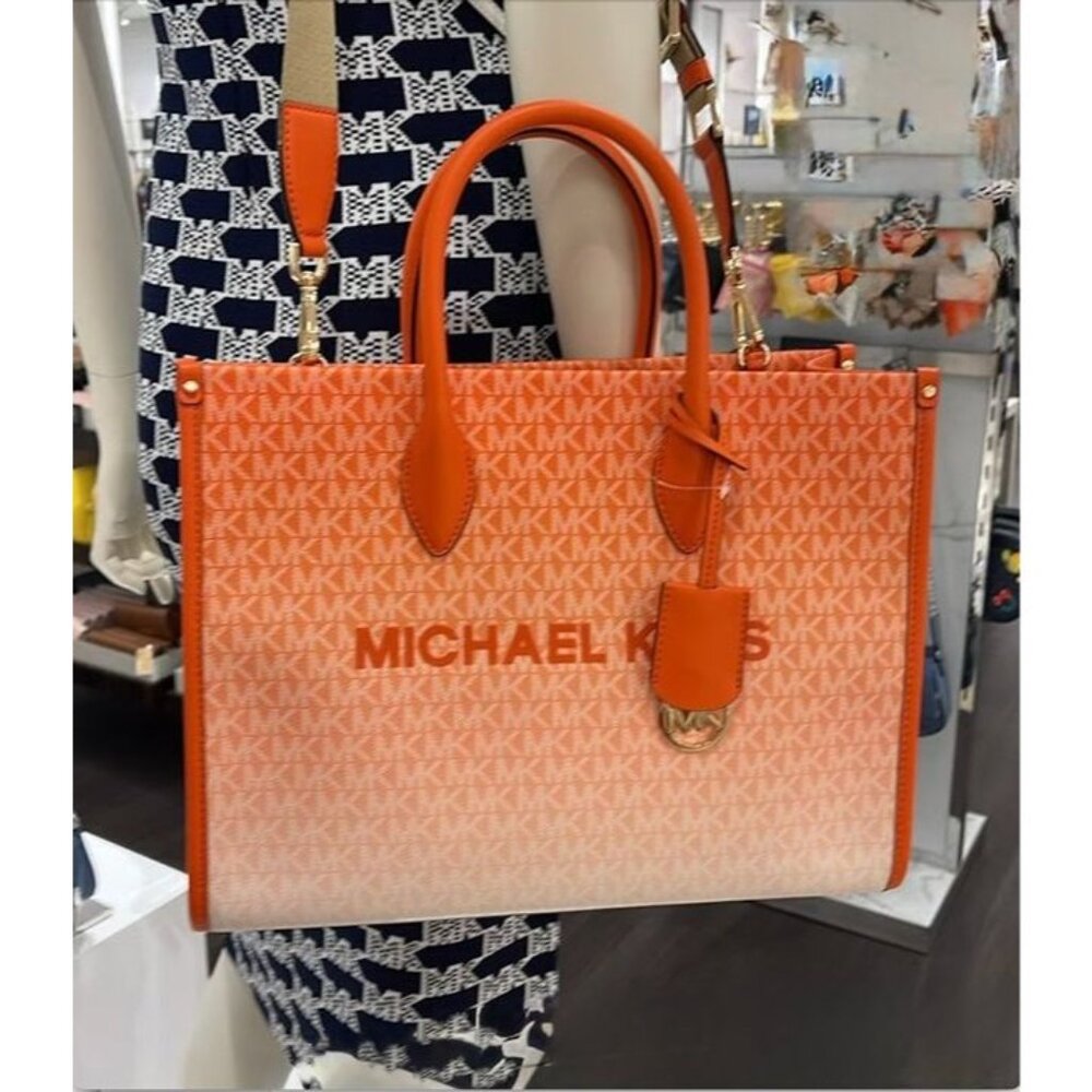 Michael Kors tote mirella medium ombré logo bag poppy